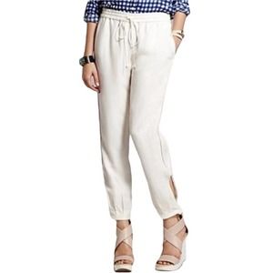 Diane Von Furstenberg White Tencel Linen Pants